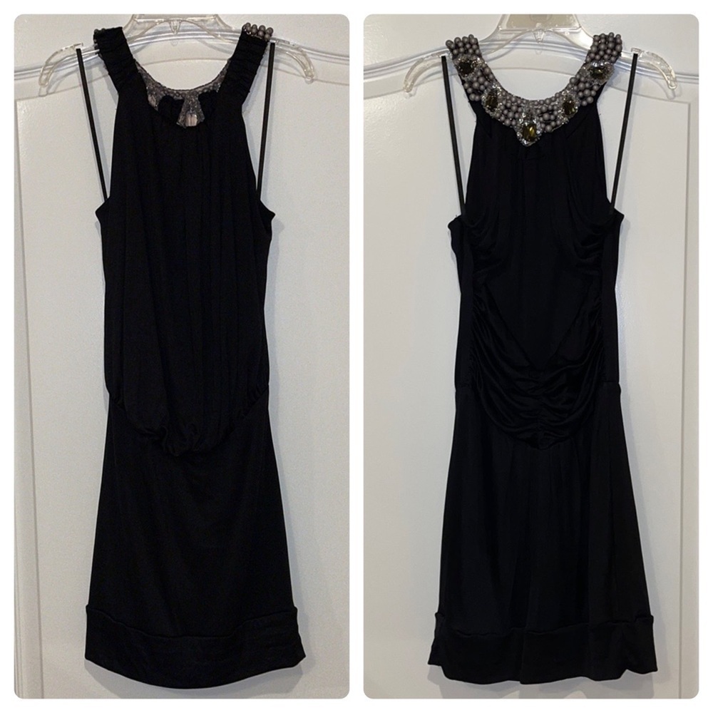 Women's Alexia Admor Black Open Back Sexy Little Black Dress with Embellishments